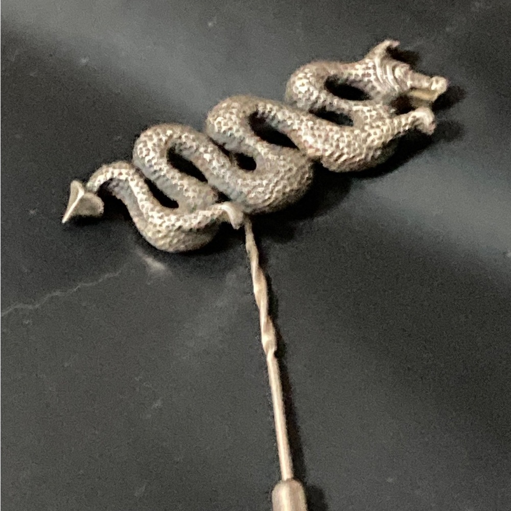 English sterling dragon tie or lapel pin